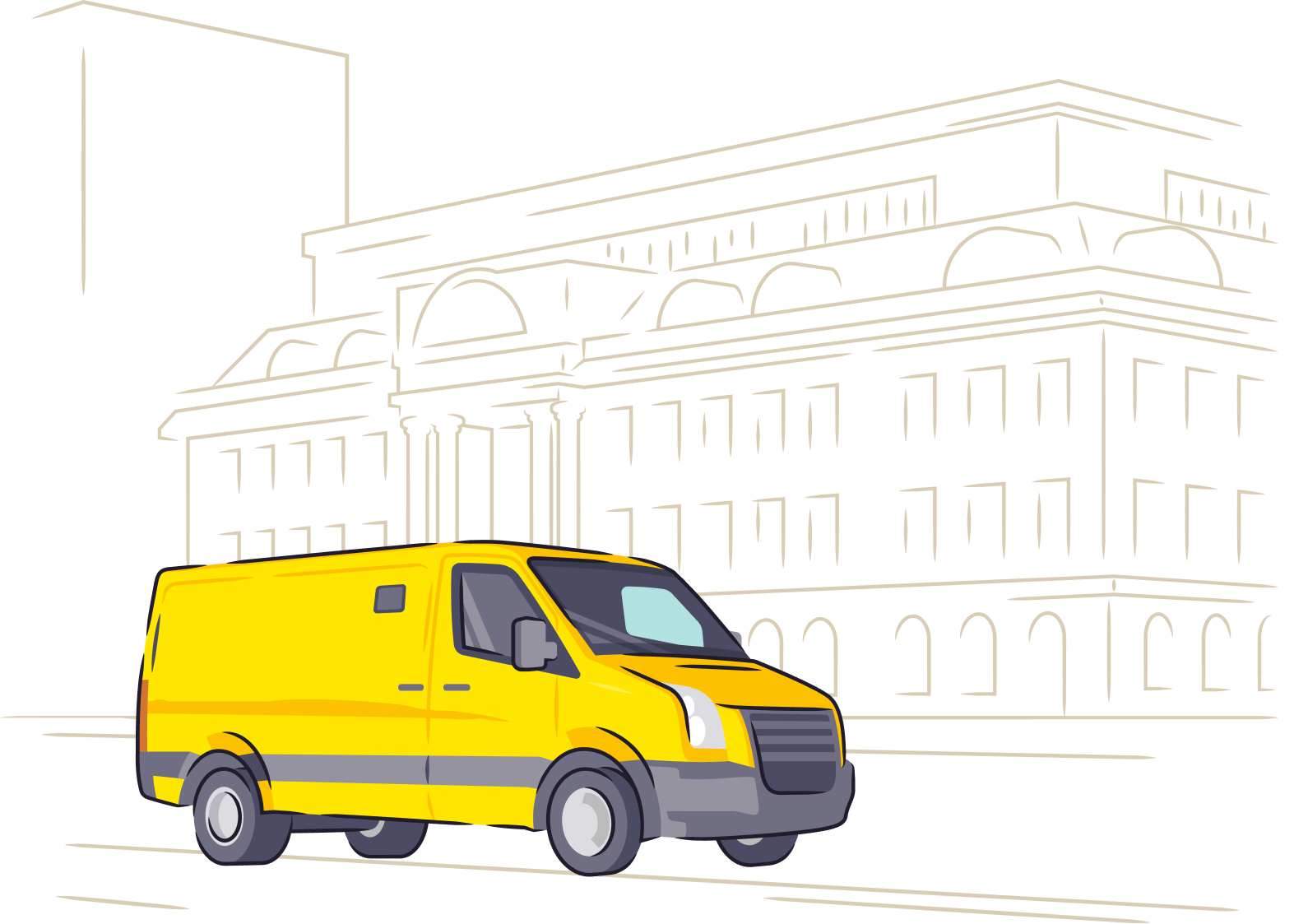 Raiffeisen Leasing illustration of a yellow van
