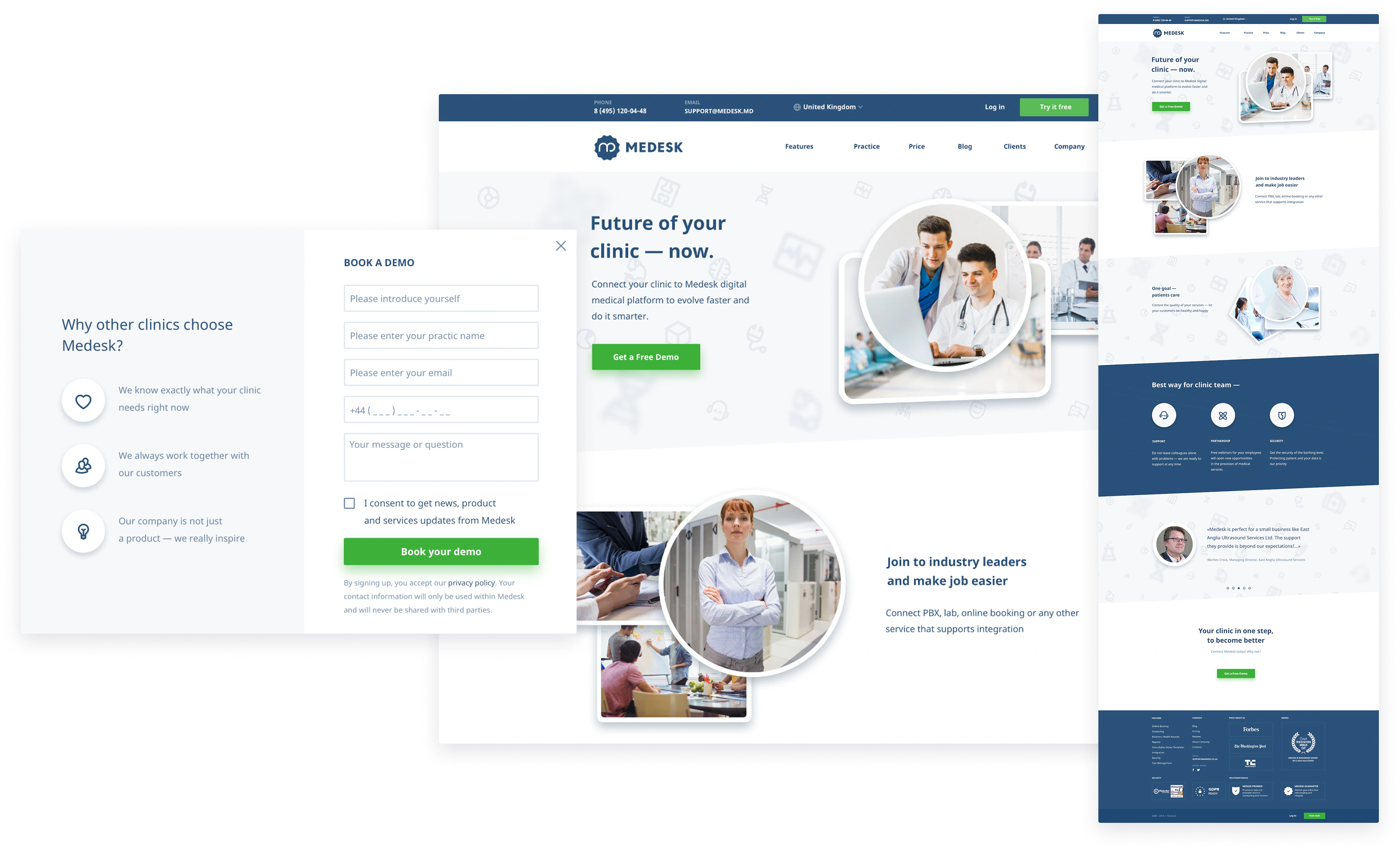 Medesk marketing website and demo request form