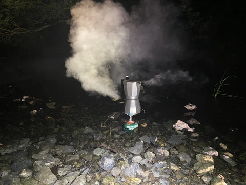 Coffee brewing outdoors