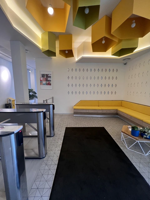 A bright yellow interior