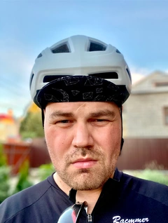 A cycling portrait in a helmet