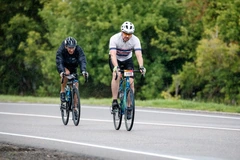 Cycling together in the rain